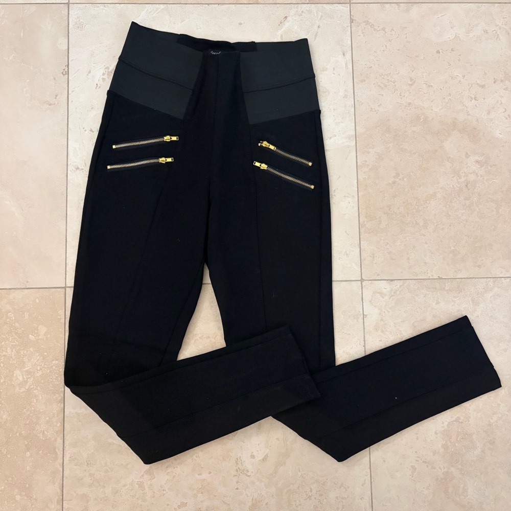 Black Skinny Pants with Gold Zippers